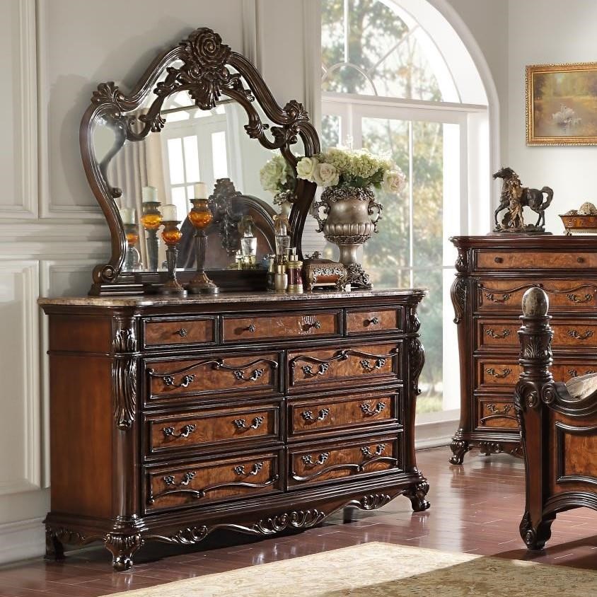 Marble top dresser with mirror sale